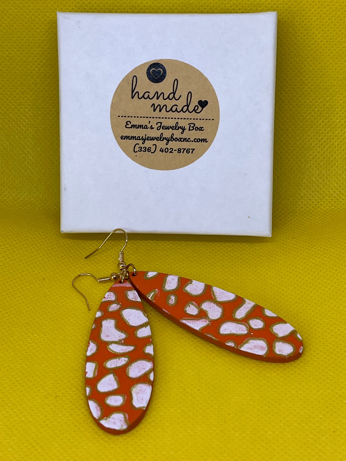 Wooden Earrings (hand printed)