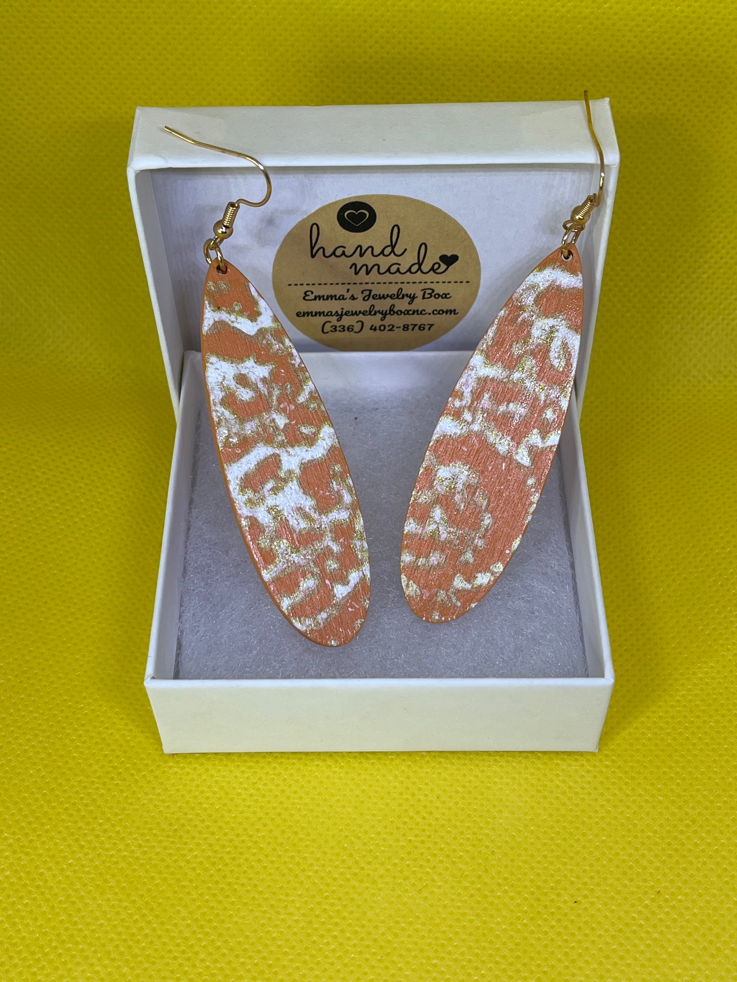 Wooden Earrings (hand printed)