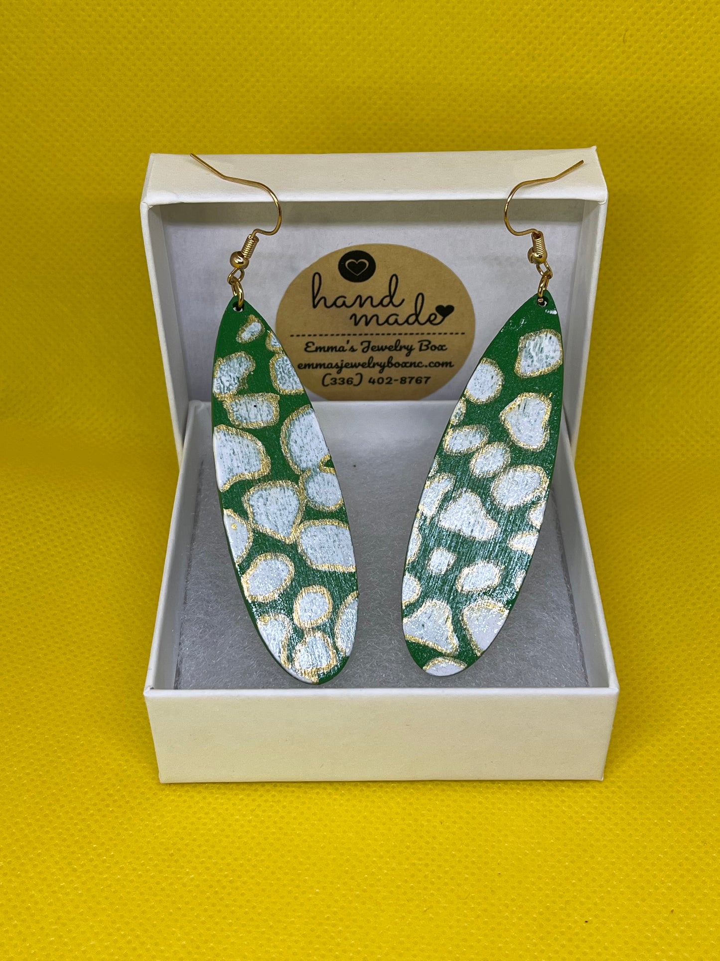Wooden Earrings (hand printed)